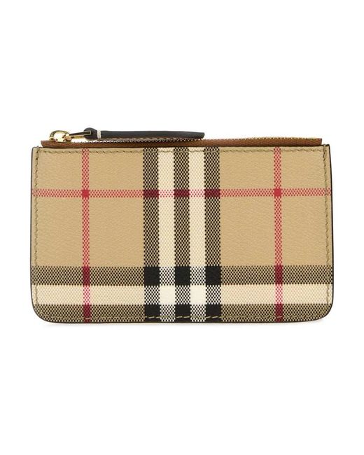 Burberry Accessoires ,Veelkleurig ,Katoen Bedrukte E-Canvas Kaarthouder in het Natural
