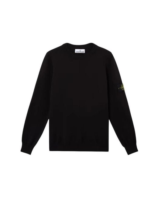Stone Island Black Round-Neck Knitwear for men