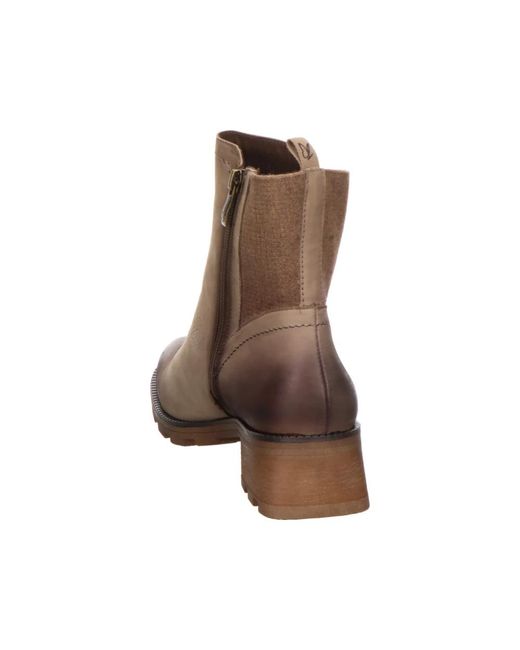 Caprice Brown Braune Leder-Stiefeletten Mit Gummisohle