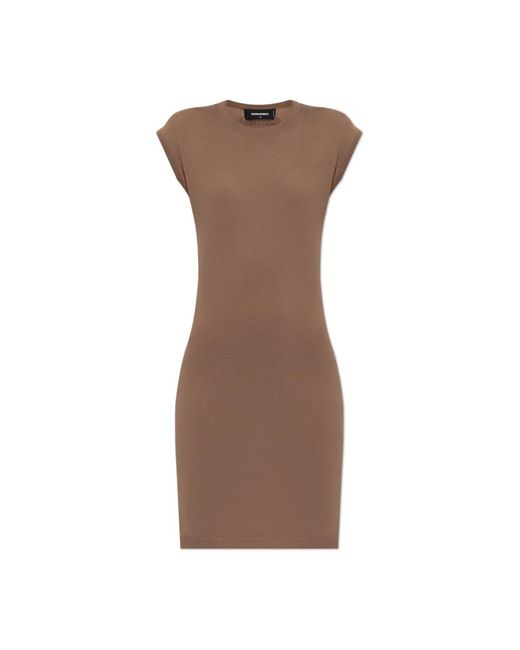 DSquared² Kleedjes ,Bruin ,Wol Wollen Jurk in het Brown