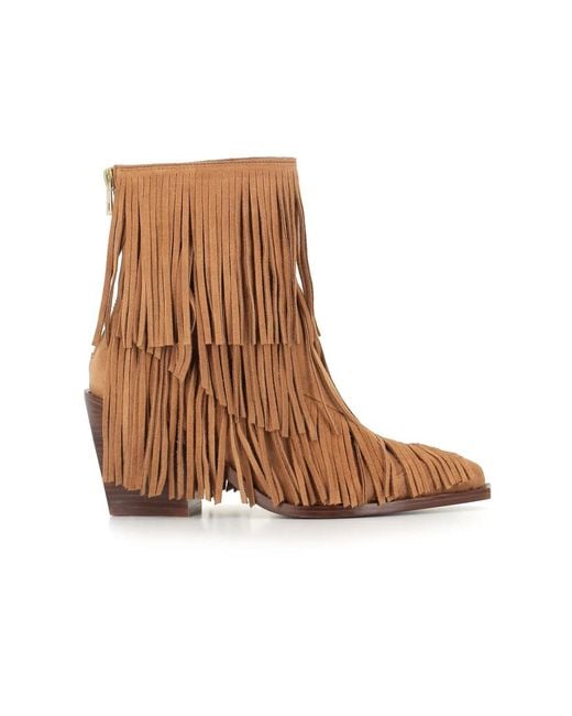 Zadig & Voltaire Brown Kamel wildleder fransen stiefel