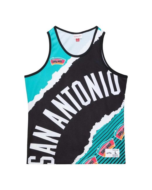 Mitchell & Ness Fitness ,Veelkleurig ,San Antonio Sp Basketball Shirt in het Blue voor heren