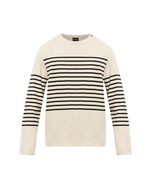 Emporio Armani White Round-Neck Knitwear for men