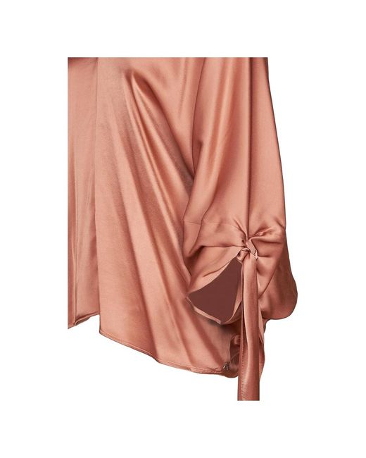 Ottod'Ame Orange Rosa bluse mit v-ausschnitt und langen ärmeln