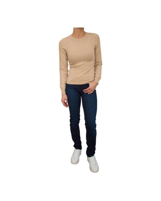 Liu Jo Blue Beiger Pullover Mit Einzigartigem Materialmix