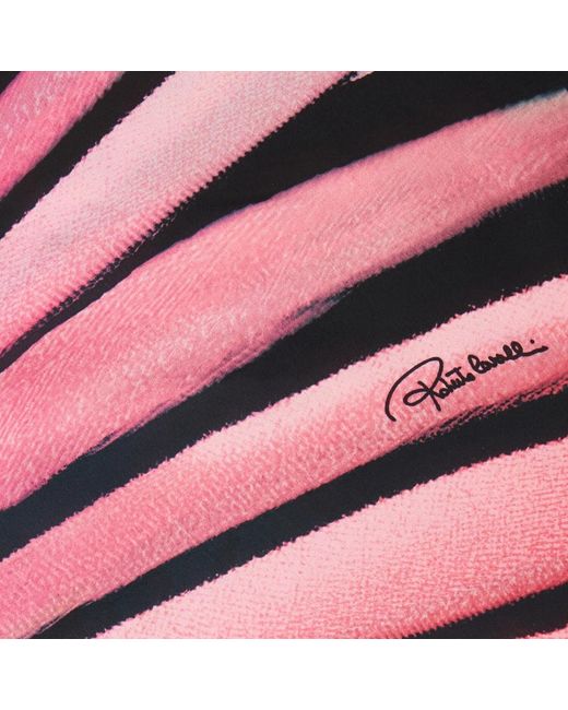 Roberto Cavalli Red Ray Of Paradise Print Silk Stole