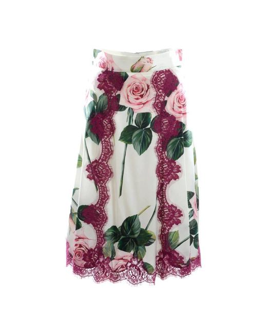 Dolce & Gabbana Pink Blumen midi rock für frauen
