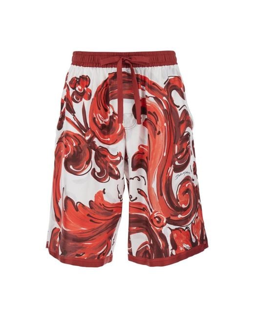 Dolce & Gabbana Red Long Shorts for men
