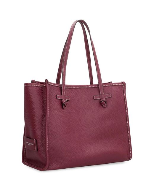 Gianni Chiarini Korrelig Leren Tote Met Afneembare Clutch in het Purple