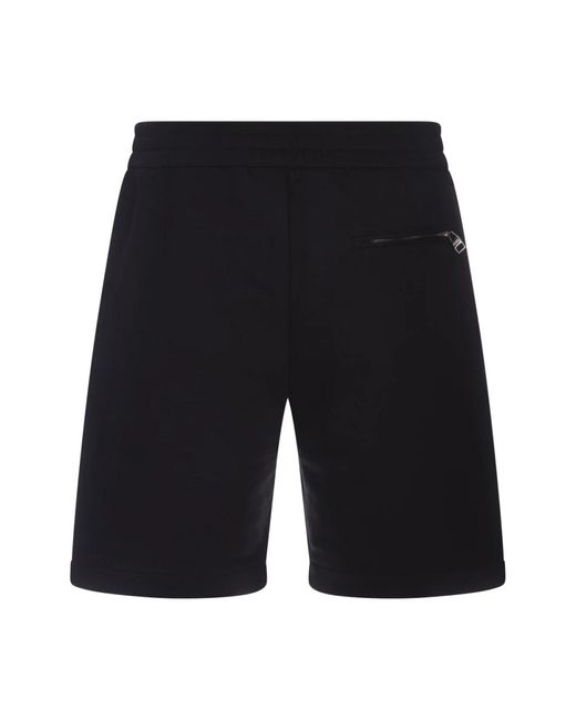Alexander McQueen Schwarze loopback fleece shorts verzerrtes logo in Black für Herren