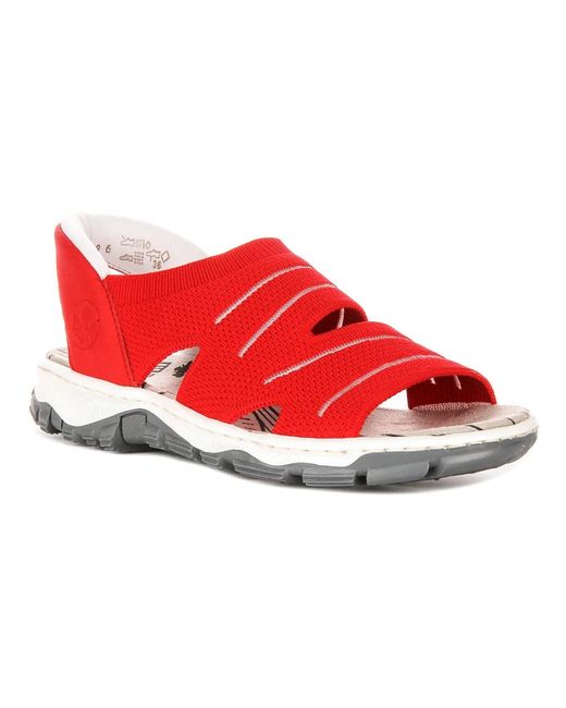 Rieker Red Flat Sandals