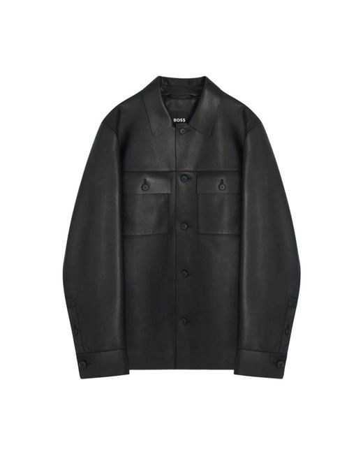 Boss Black Leather Jackets for men