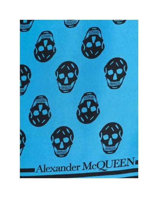 Alexander McQueen Blue Silky Scarves