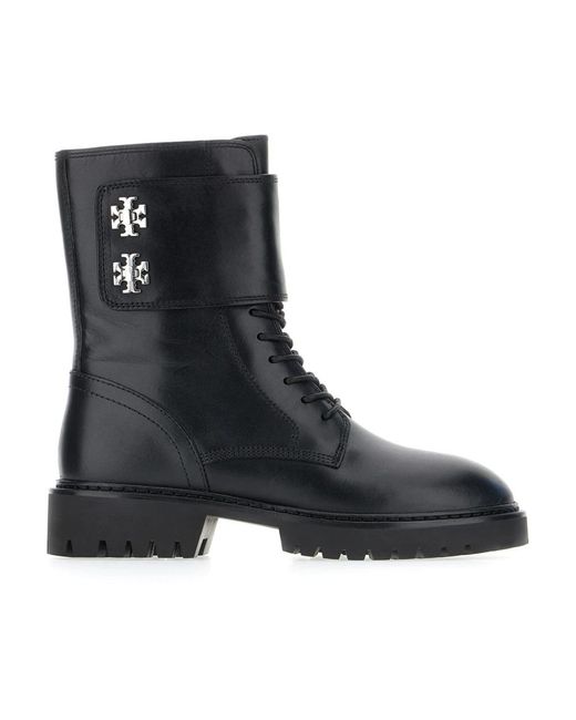Tory Burch Black Lace-Up Boots