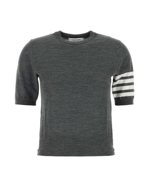 Thom Browne Gray Round-Neck Knitwear