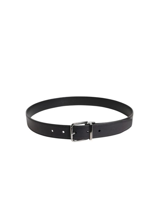 Dolce & Gabbana Zwarte Leren Riem Met Metalen Gesp in het Black voor heren