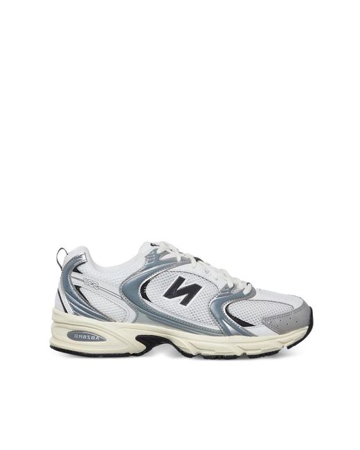 New Balance White Silberne Mesh Sneakers