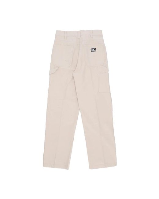 Obey White Straight Trousers for men