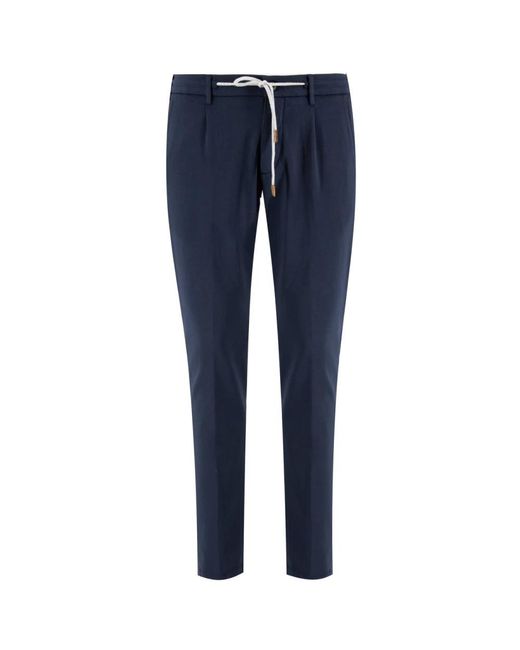 Eleventy Blue Slim-Fit Trousers for men