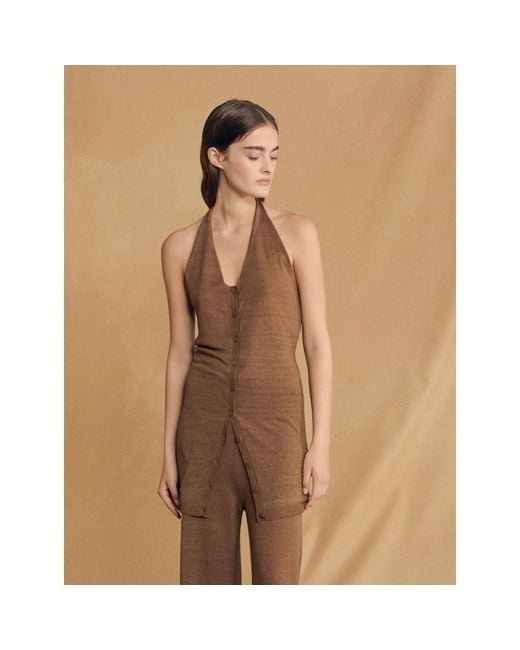 Cortana Brown Sleeveless Tops
