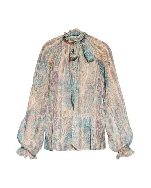 Etro Overhemden ,Veelkleurig ,Zijden Blouse in het Green