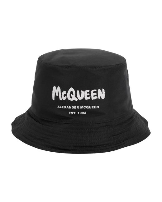 Alexander McQueen Schwarzer logo bucket hat in Black für Herren