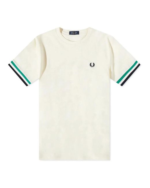T-shirt ecrù in piquè con bordini in contrasto di Fred Perry in White da Uomo