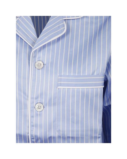 Tekla Satijnen Pyjamashirt in het Blue