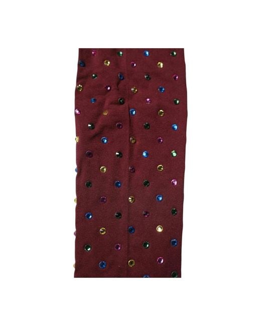 Dolce & Gabbana Purple Maroon Nylon Crystal Embellished Pantyhose Tights