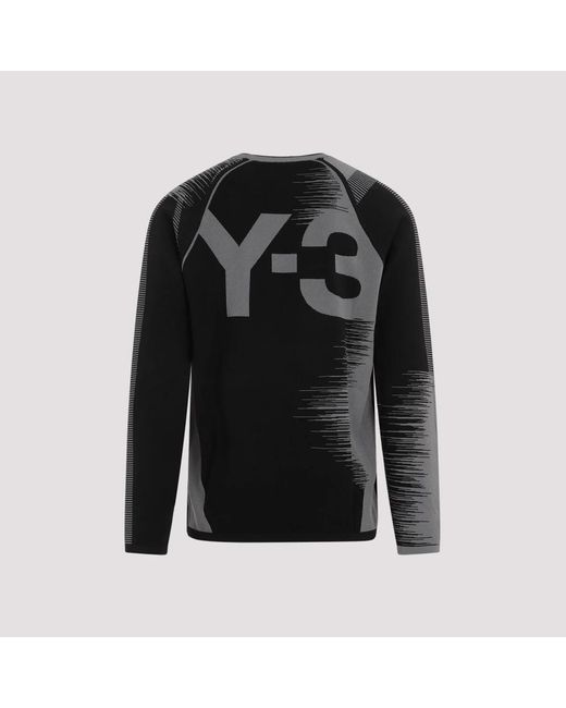 Y-3 Geometrischer schwarzer pullover in Gray für Herren