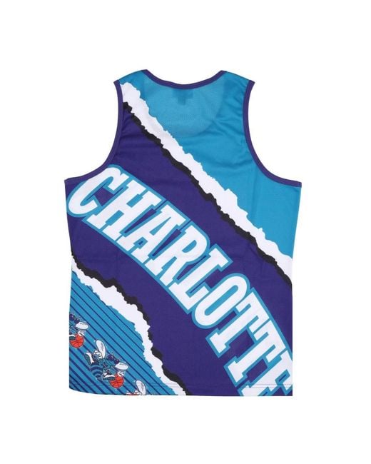 Mitchell & Ness Fitness ,Veelkleurig ,Polyester Charlotte Hornets Basketball Tank Top in het Blue voor heren
