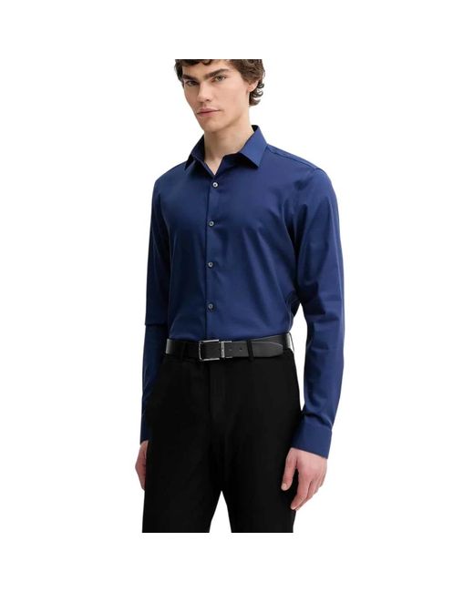 Calvin Klein Slim Cotton Stretch Non-Iron Shirt in het Blue voor heren