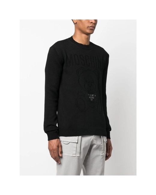 Moschino Black Round-Neck Knitwear for men