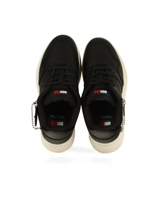 Tommy Hilfiger Black Retro basket flatform charm leder sneakers