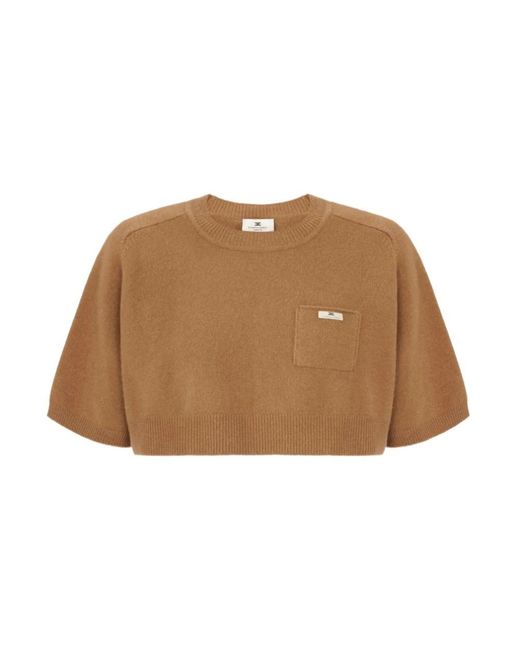 Elisabetta Franchi Brown Round-Neck Knitwear