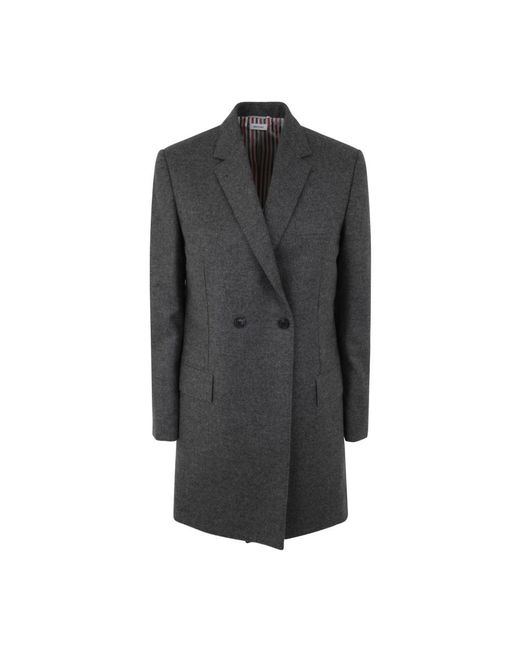 Thom Browne Gray Double-Breasted Coats