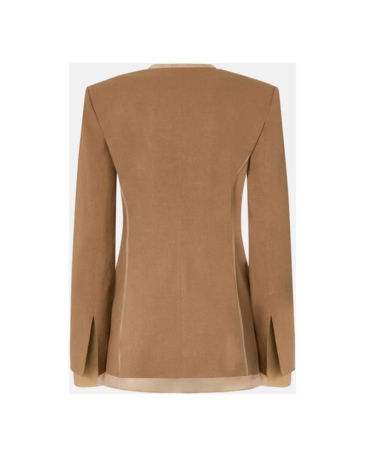 Pinko Jassen ,Bruin ,Linnen Linnen Stretch En Organza Jasje in het Brown