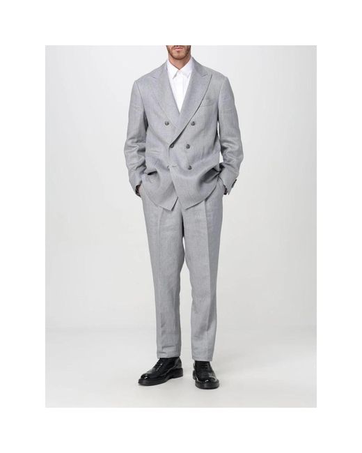 Brunello Cucinelli Double Breasted Suits in het Gray voor heren