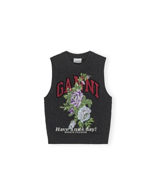 Ganni Sleeveless Knitwear in het Black