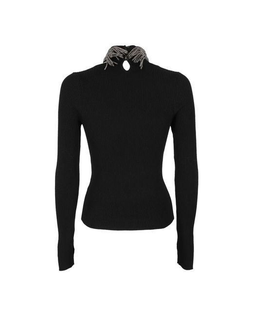 GIUSEPPE DI MORABITO Black Crystal Embellished Knit Top