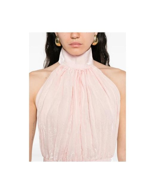 L'idée Pink Rosa Plissiertes Halfterneck Ärmelloses Kleid