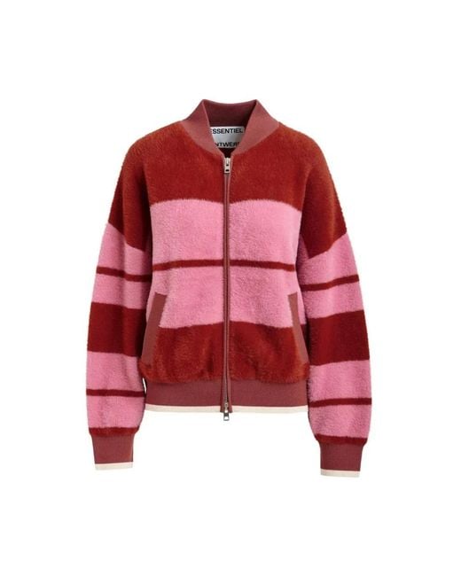 Essentiel Antwerp Red Faux Fur & Shearling Jackets