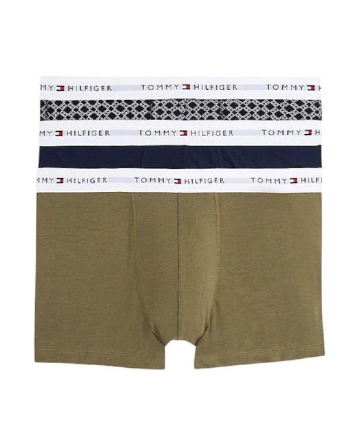 Tommy Hilfiger Geometrisch, Marineblau, Oliv Boxer Trunk Set in Green für Herren