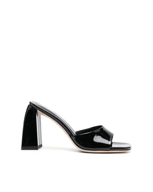By Far Black Heeled Mules