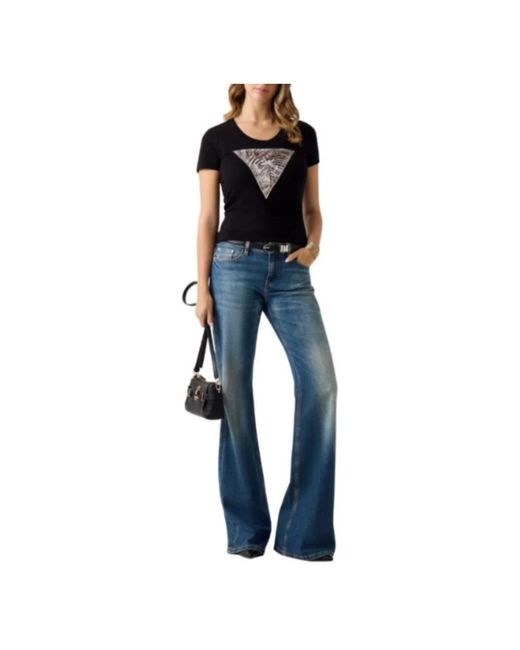 Guess Zebra Triangle Tee in het Black