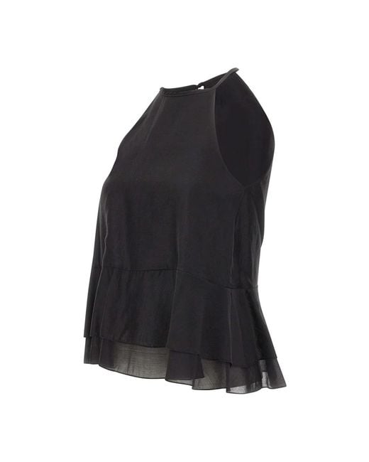 Kaos Trapeze Flounce Top in het Black