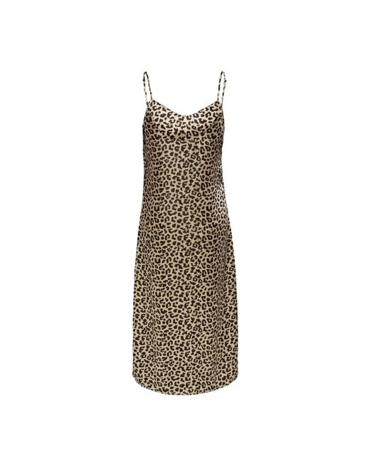 ONLY Kleedjes ,Polyester Mouwloze Polyester Jurk Braziliaans Zand Print in het Natural
