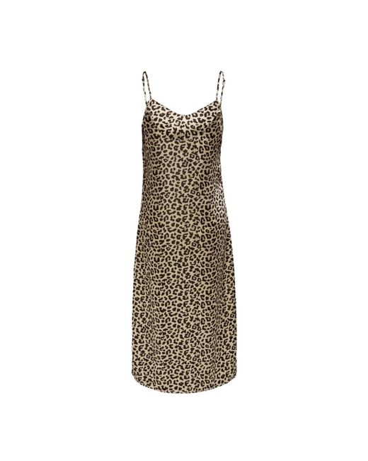ONLY Kleedjes ,Polyester Mouwloze Polyester Jurk Braziliaans Zand Print in het Natural