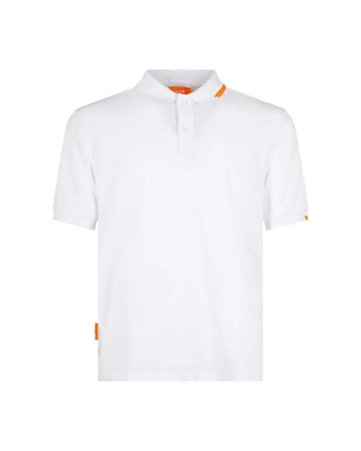 Suns Tops ,Wit ,Katoen Klassiek Wit Poloshirt Met Fluorescerend Labeldetail in het White voor heren