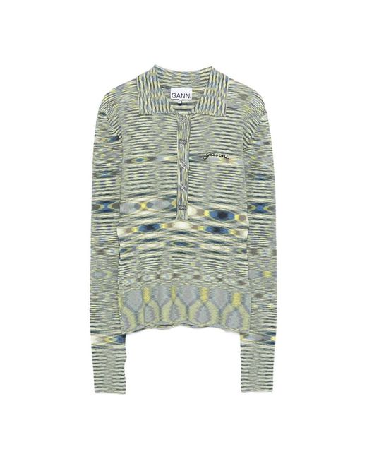 Ganni Green Round-Neck Knitwear